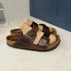 Birkenstock Arizona Slide Sandals Size 41 Brown Leather Comfort US 10 womens